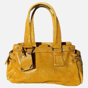 Liz Claiborne Vintage Yellow Crocodile Embossed Handbag